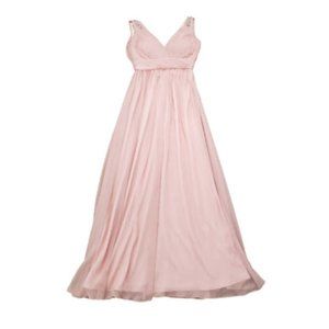 Bari Jay Dress Formal Wedding Homecoming Prom V-Neck Maxi Pink Chiffon Size 4
